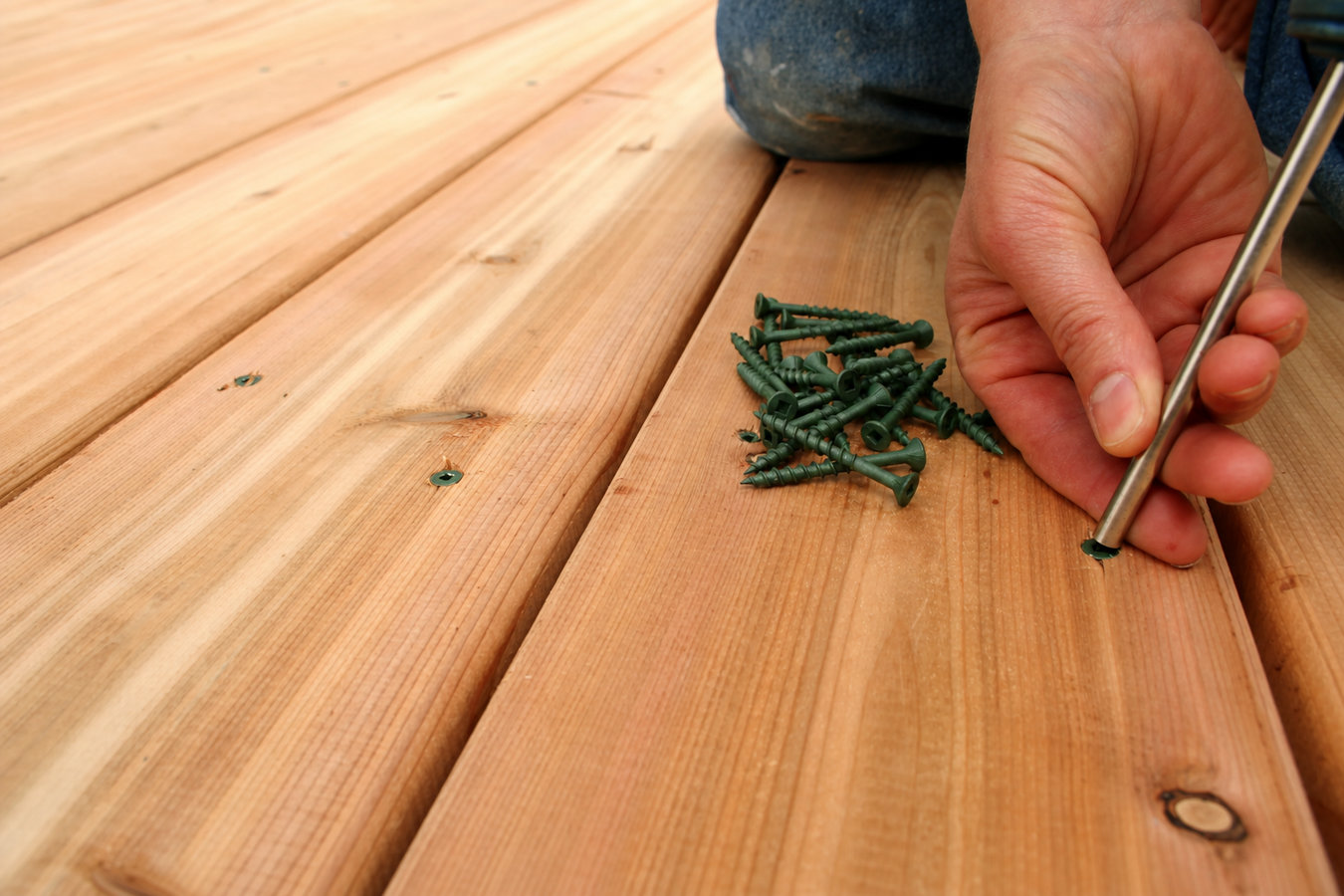 Cedar wood deck construction